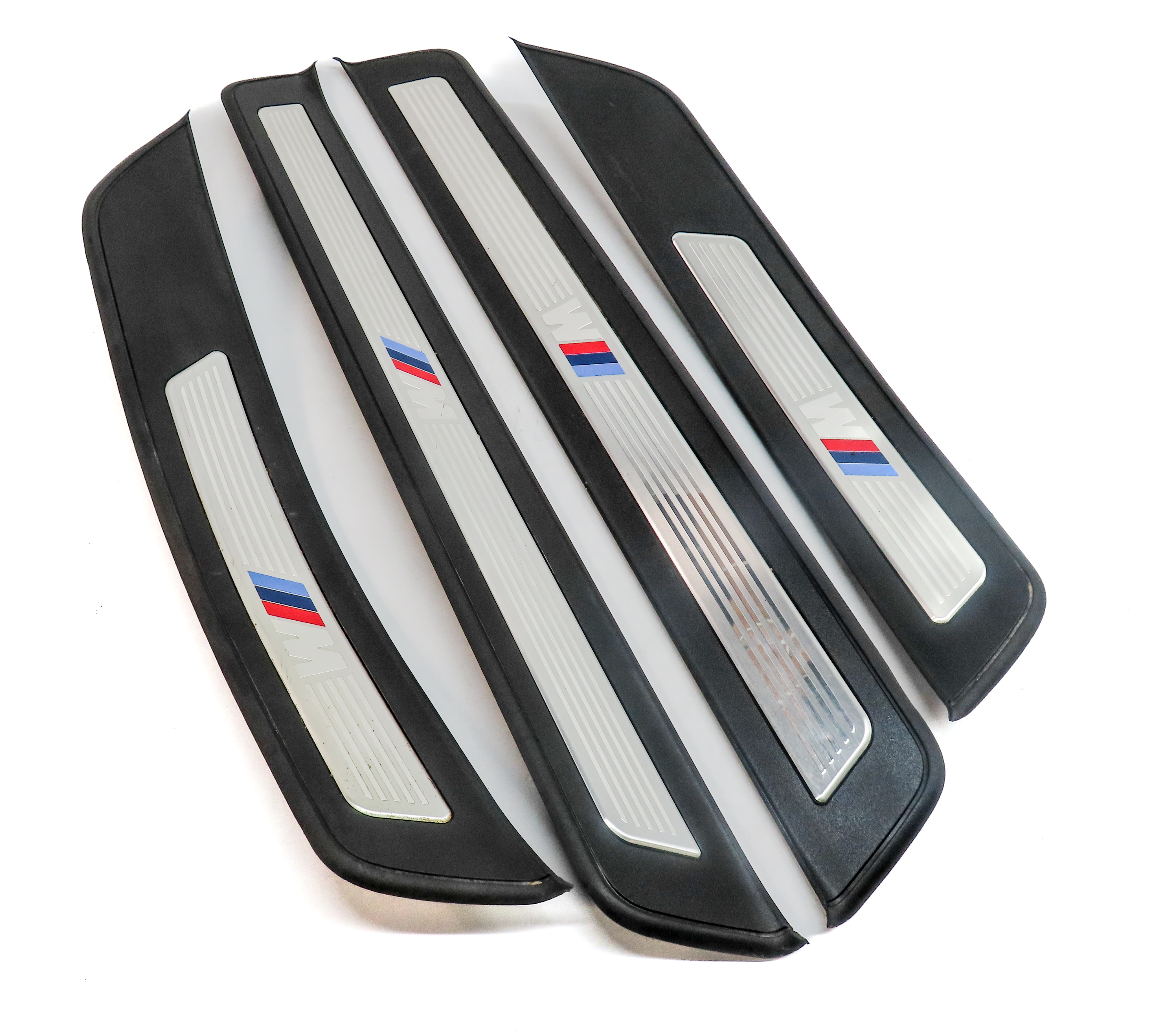 2012 BMW 550I (F10) ///M LOGO FRONT & REAR DOOR SILL SCUFF TRIM PLATE SET/4 — exact item pictured